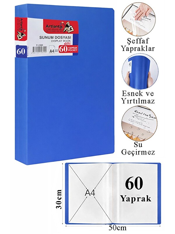 Artlantis Sunum Dosyası 80 li 1 Paket Poşet Dosyalı Katalog Dosyası 80 Poşetli Kendinden Dosya Plastik Kapaklı