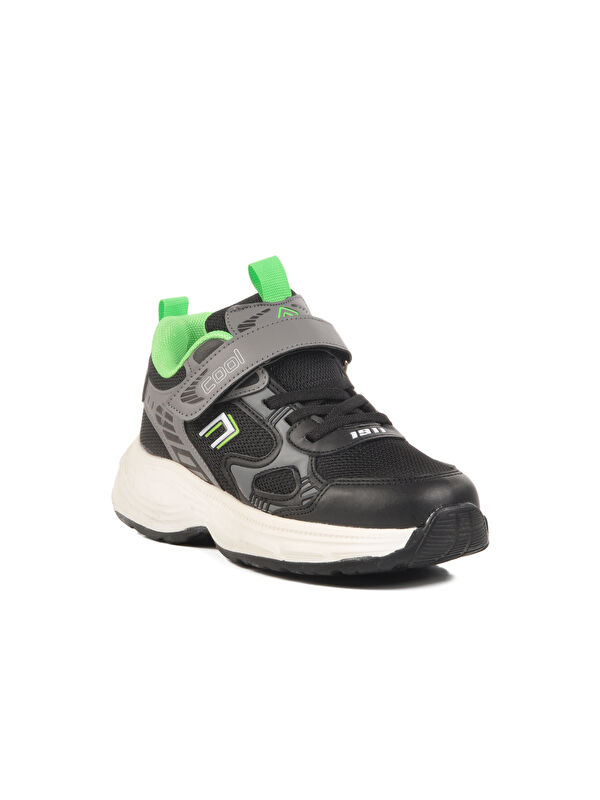 Siyah Cırtlı Fileli Hafif Erkek Çocuk Spor Ayakkabı Dian F - Görsel 4