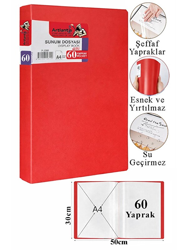 Artlantis Sunum Dosyası 80 li 1 Paket Poşet Dosyalı Katalog Dosyası 80 Poşetli Kendinden Dosya Plastik Kapaklı