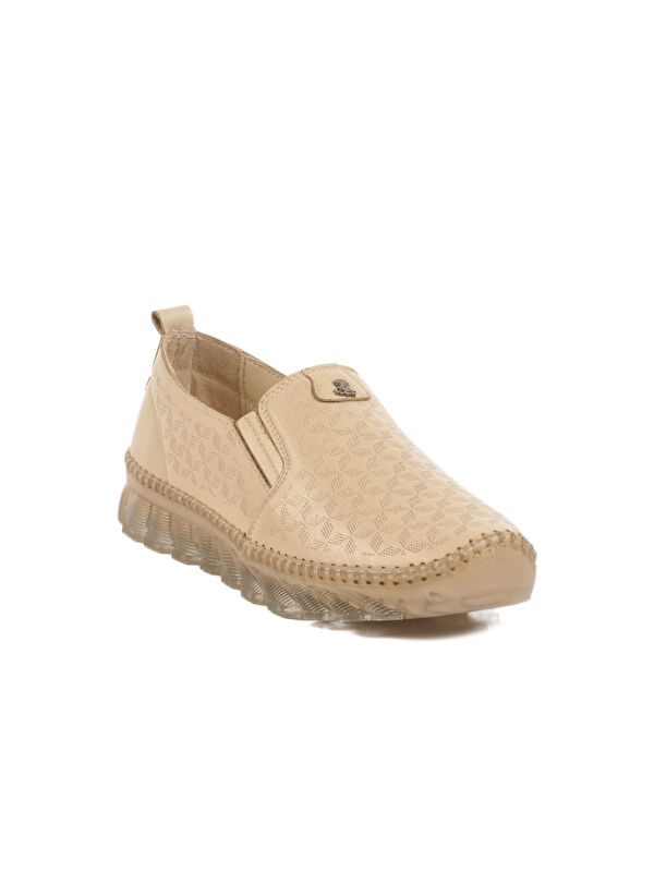 Bej Hakiki Deri Kadın Casual Ayakkabı 25401002Y Z - Görsel 4