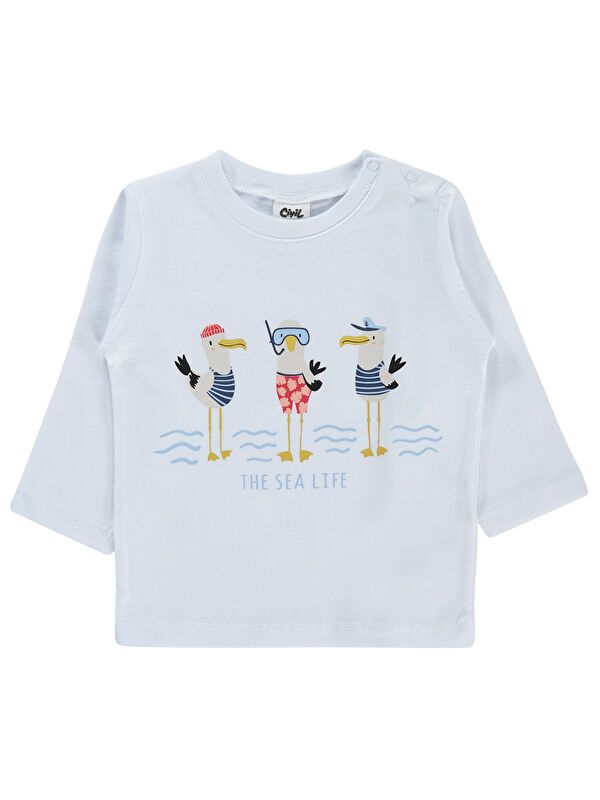 Civil Baby Leylek Baskılı 6-18 Ay Sweatshirt - Beyaz