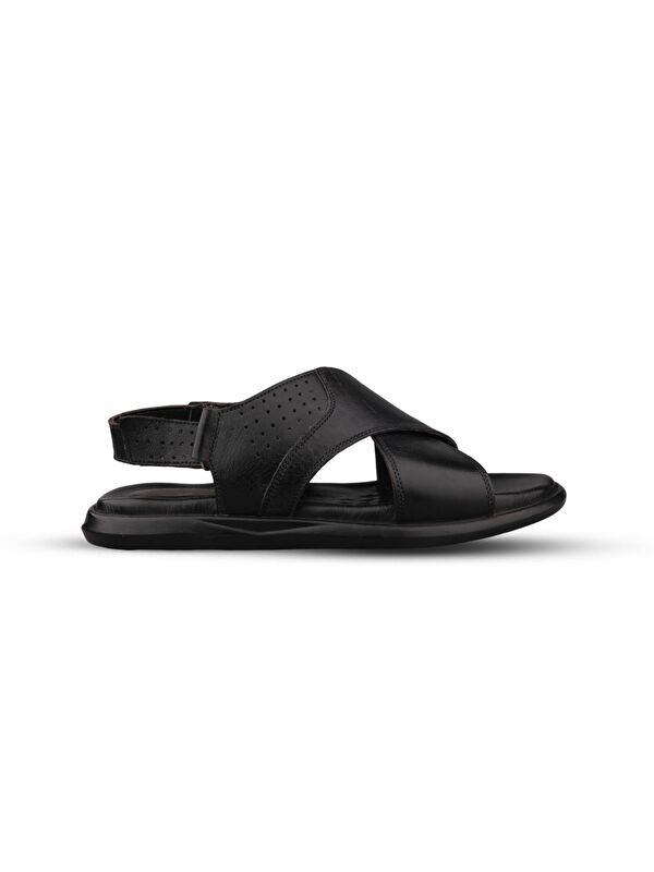 Erkek Günlük Sandalet - Siyah, Deri - Görsel 4