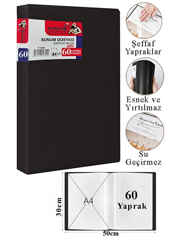 Artlantis Sunum Dosyası 80 li 1 Paket Poşet Dosyalı Katalog Dosyası 80 Poşetli Kendinden Dosya Plastik Kapaklı