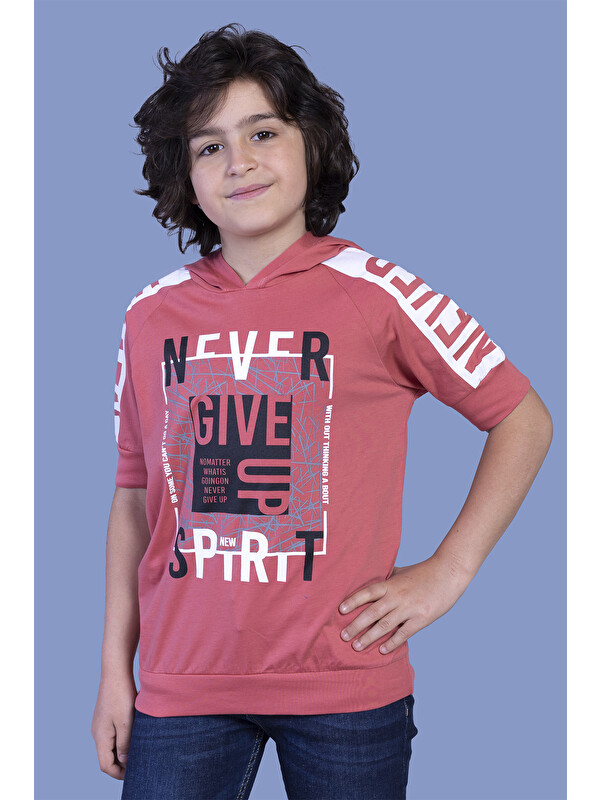 Toontoykids Erkek Çocuk Baskılı Kapüşonlu Reglan Kol Tişört