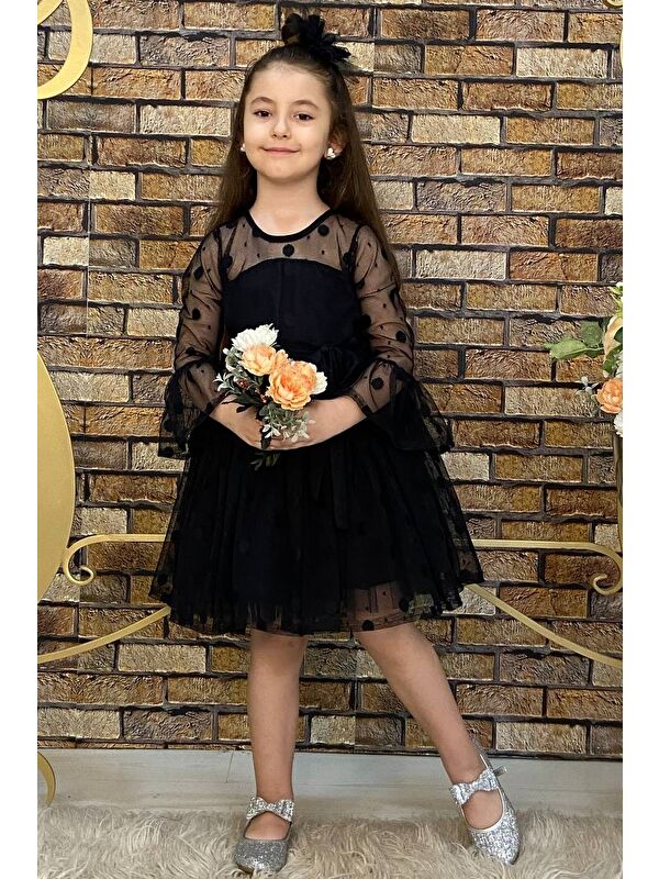 Mnk Baby & Kids Diana Dantel Uzun Kol Elbise Mnk0223