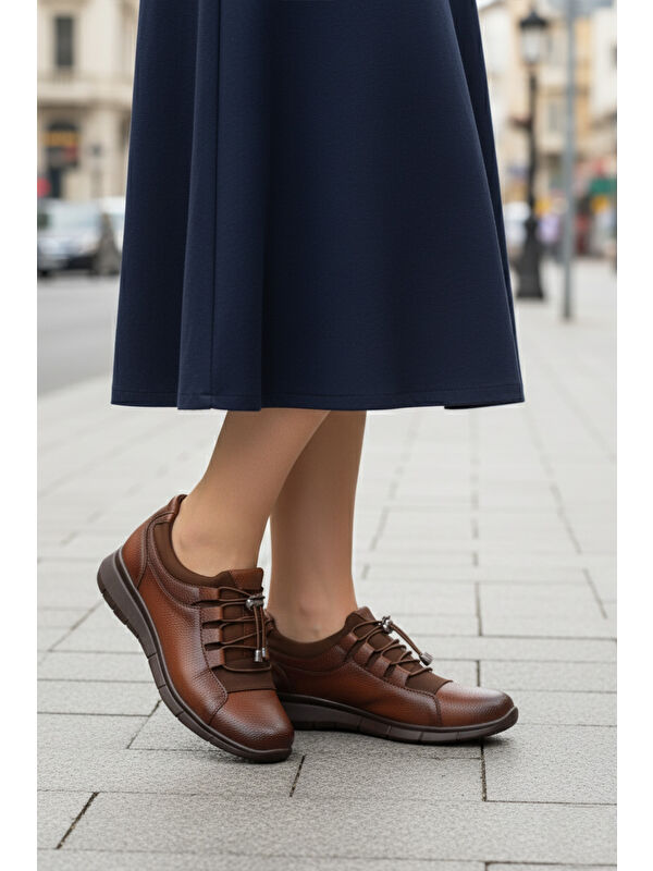 Taba Lastik Bağcıklı Hafif Esnek Kadın Casual Ayakkabı 293120 Z - Görsel 4