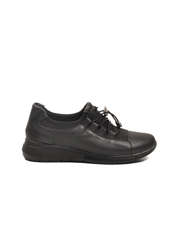 Siyah Lastik Bağcıklı Hafif Esnek Kadın Casual Ayakkabı 293120 Z - Görsel 3