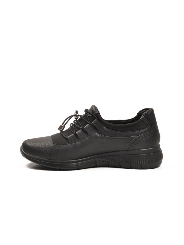 Siyah Lastik Bağcıklı Hafif Esnek Kadın Casual Ayakkabı 293120 Z - Görsel 5