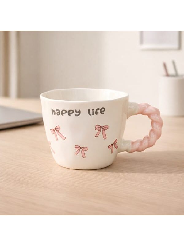 Evidea Kitchen Happy Life Seramik Kupa - Beyaz - 300 ml