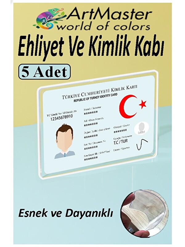 artmaster Kimlik Ehliyet Kredi Kartı Koruyucu Şeffaf 5 Adet Yeni Nesil Kart Kılıfı Plastik Kırılmaz Kart Kabı
