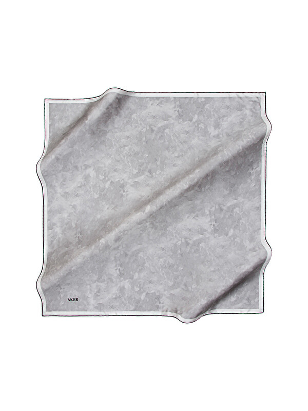 AKER Gri 90X90 İpek Krep Saten Eşarp