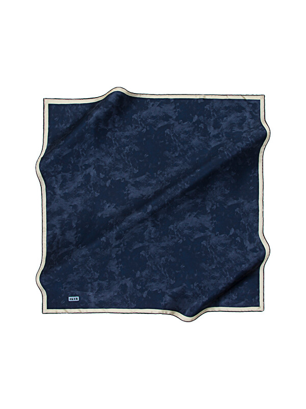 AKER Lacivert 90X90 İpek Krep Saten Eşarp