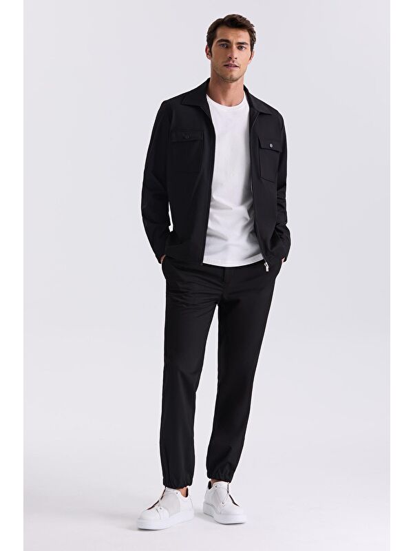 JAKAMEN Siyah Slim Fit Berberi Yaka Spor Takım Elbise