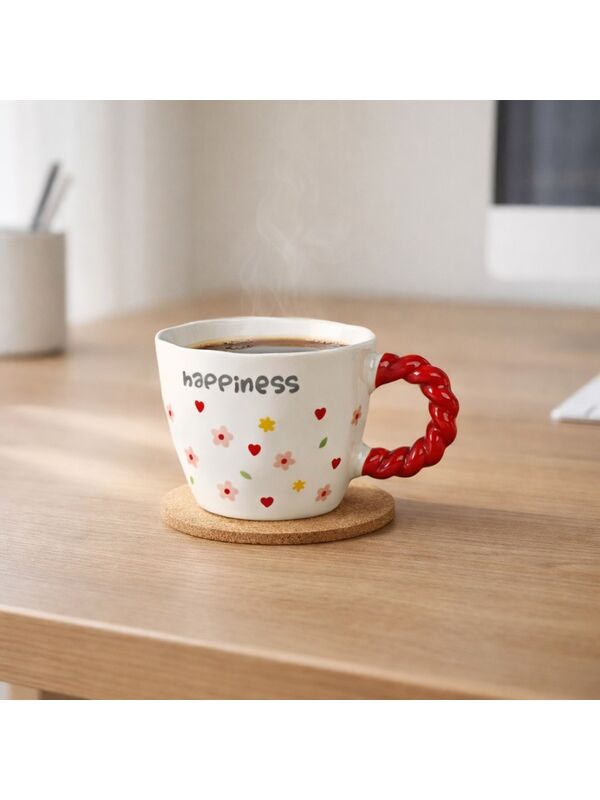 Evidea Kitchen Happiness Seramik Kupa - Beyaz - 300 ml