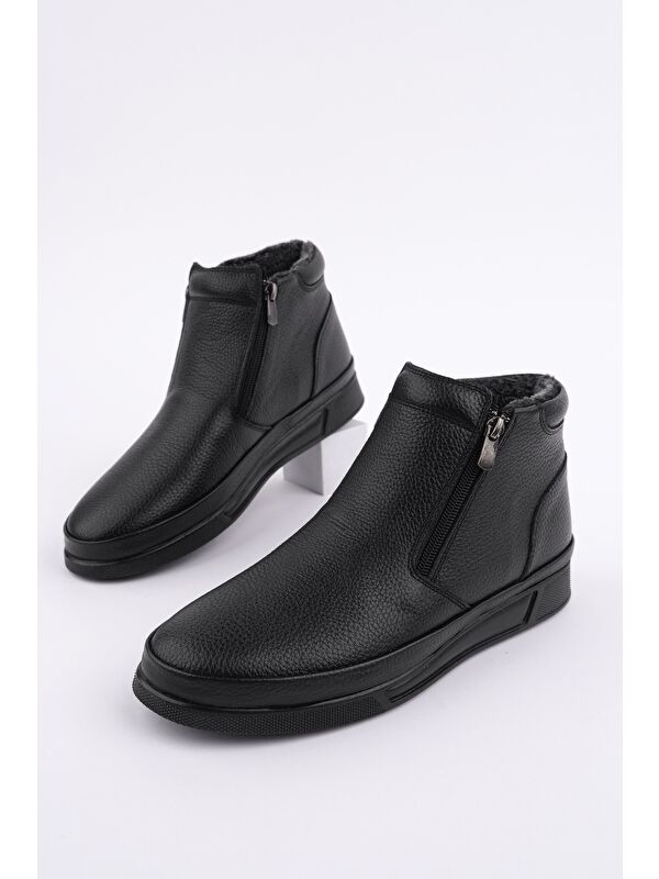 ANDY Hakiki Deri Çift Fermuarlı İçi Kürklü Erkek Kışlık Bot - Görsel 2