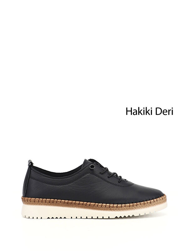 GÖNDERİ(R) Kadın SİYAH Bağcıklı Hakiki Deri Comfort Ayakkabı