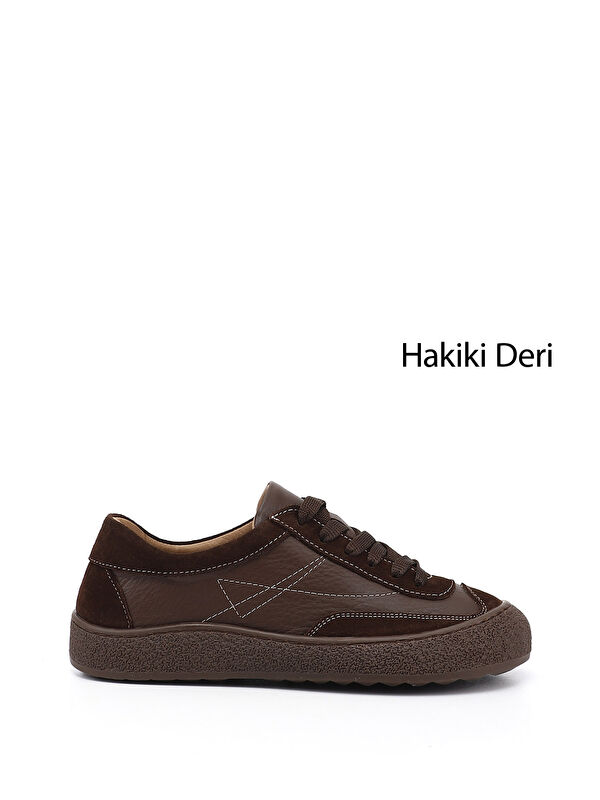 GÖNDERİ(R) Kadın KAHVERENGİ Bağcıklı Hakiki Deri Sneaker
