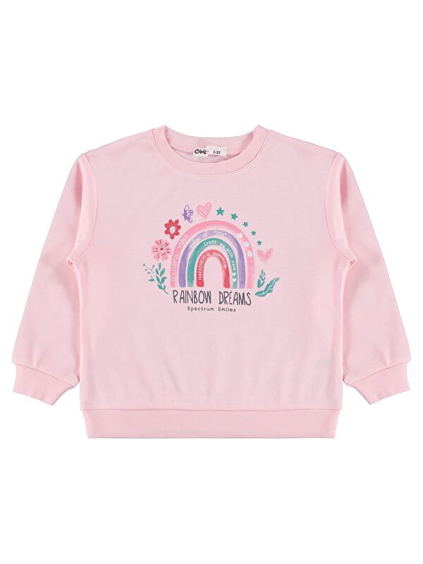 Civil Girls Rainbow Baskılı 2-5 Yaş Sweatshirt - Pembe 5-6 Yaş