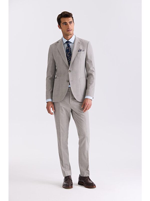 JAKAMEN Taş Slim Fit Mono Yaka Yünlü Takım Elbise