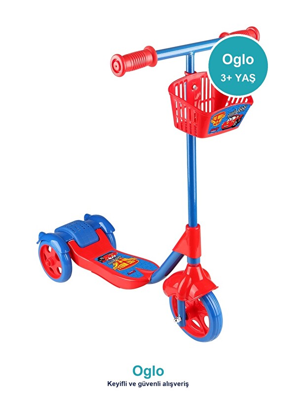 Oglo Çocuk Scooter 3 Tekerlekli Frenli Sepetli — Dengeli İlk Scooter, Ayarlanabilir Gidon 3+ Yaş
