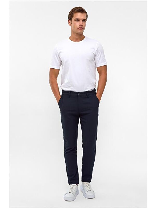Süvari Lacivert Slim Desenli Pantolon
