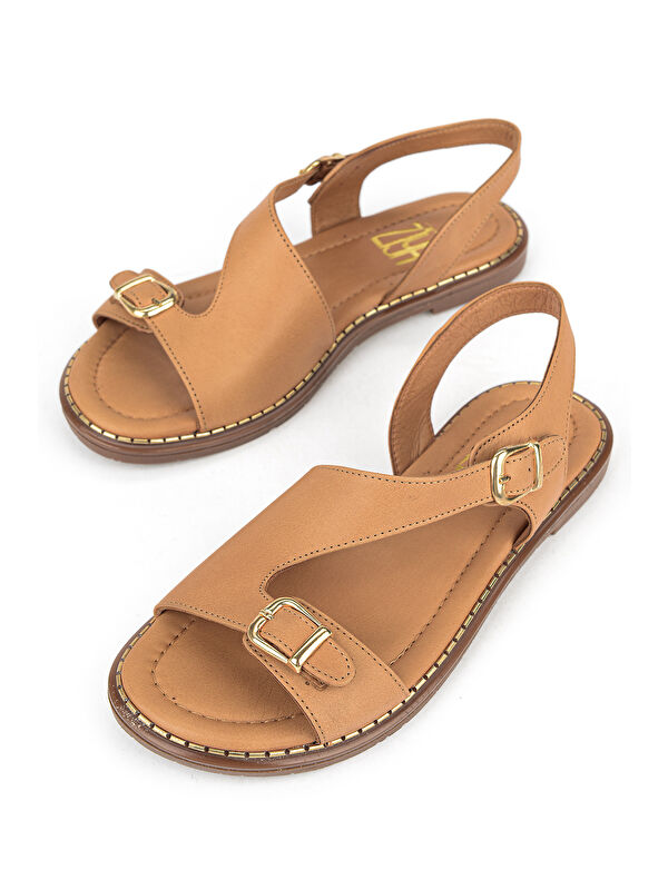 Ziya Ayakkabi Kahverengi Ziya Ayakkabi Hakiki Kadın Deri Sandalet 1611020Z5407