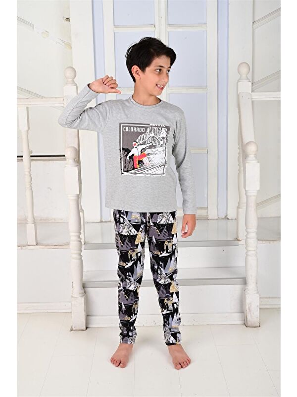Vitmo Erkek Çocuk Uzun Kollu Pijama Takımı Colarado Gri