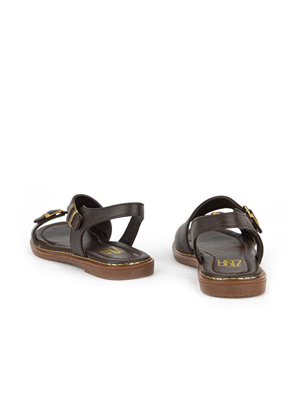 Ziya Ayakkabi Kahverengi Ziya Ayakkabi Hakiki Kadın Deri Sandalet 1611020Z5407