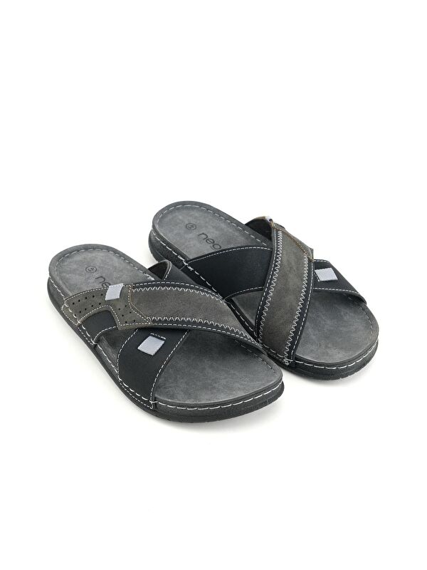 Yazlık Erkek Suni Deri Neosoft Rahat Taban Günlük Terlik - Görsel 4