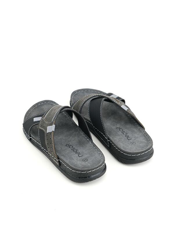 Yazlık Erkek Suni Deri Neosoft Rahat Taban Günlük Terlik - Görsel 5