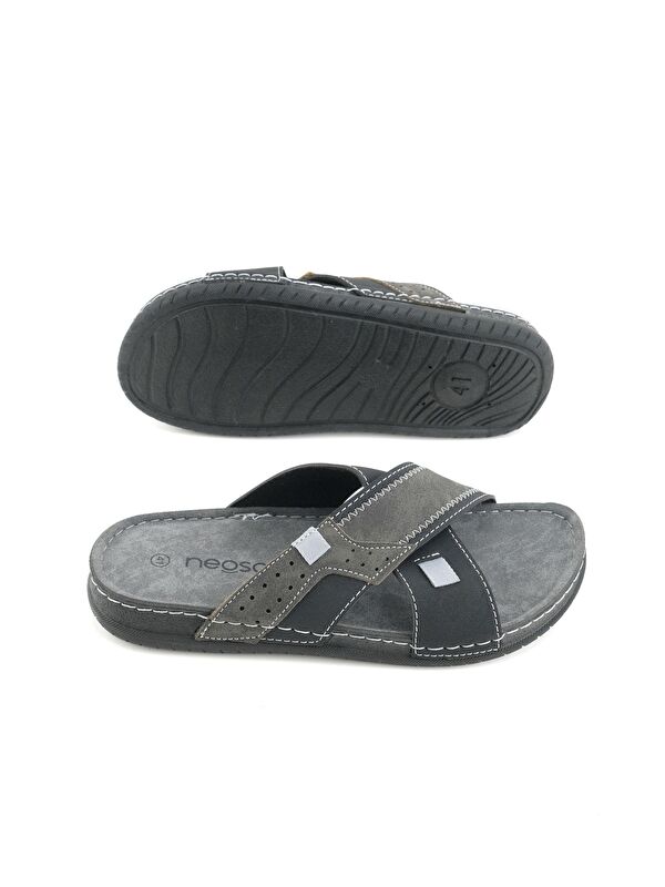 Yazlık Erkek Suni Deri Neosoft Rahat Taban Günlük Terlik - Görsel 6
