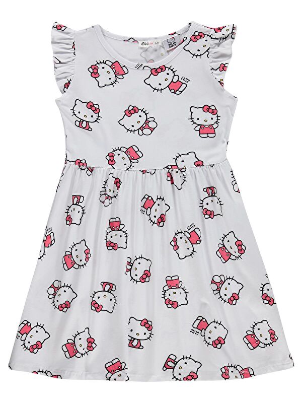 Hello Kitty 6-9 Yaş Elbise - Kırık Beyaz