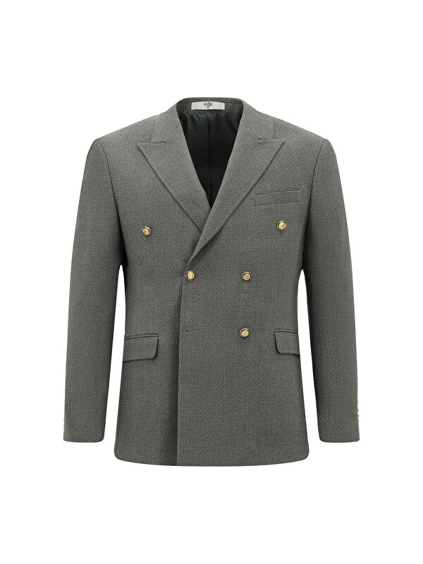 Kiğılı Slim Fit Dar Kesim Desenli Kruvaze Ceket