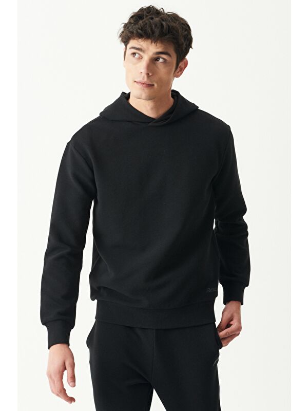 Riders by Lee Regular Fit Kapüşonlu Şardonlu Siyah Sweatshirt