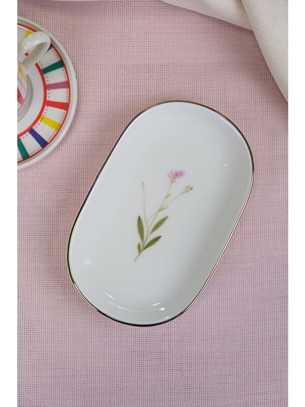 TABAK EVİ Porselen Natura Çuha Altın Yaldızlı Oval Kayık Tabak 27,50x17,50x3cm Tekli