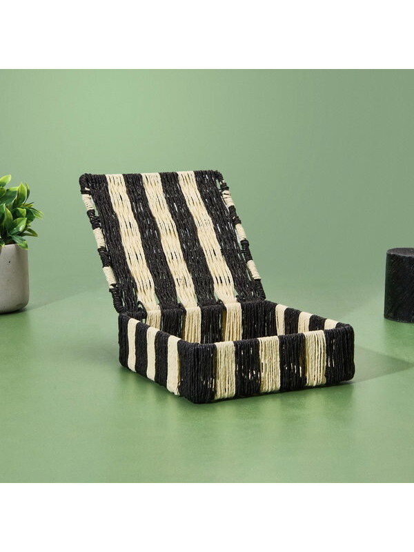 Evidea Deco Varese Dekoratif Kutu - Siyah / Krem - 18x18x5 cm