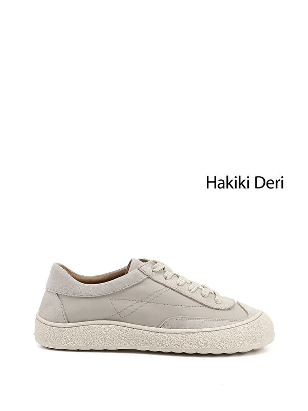 GÖNDERİ(R) Kadın YENİ BEJ Bağcıklı Hakiki Deri Sneaker