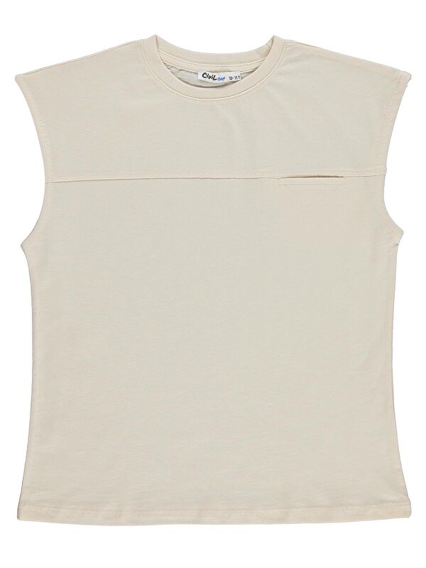 Civil Boys Basic Sıfır Kol 10-13 Yaş Tişört - Ekru