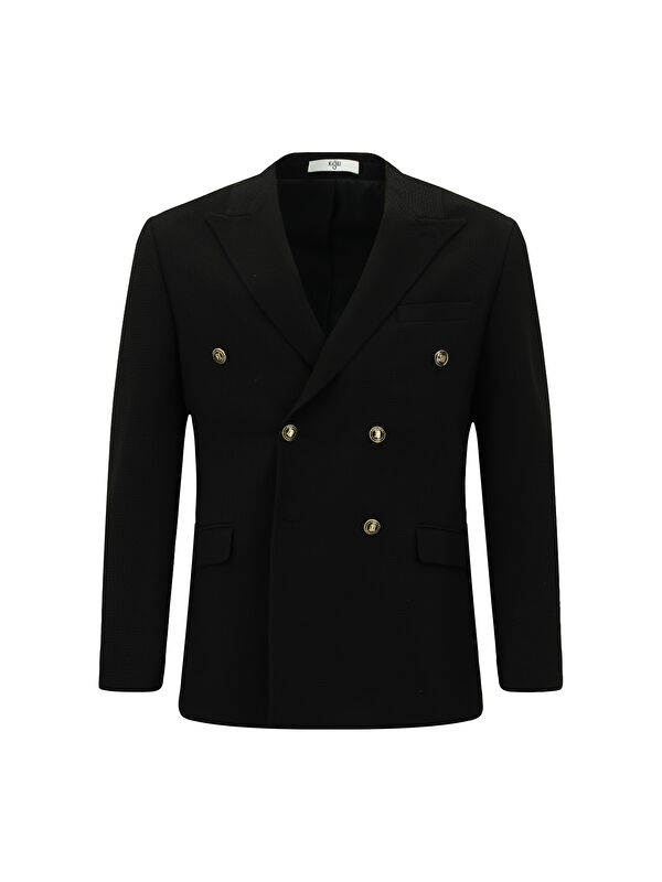 Kiğılı Slim Fit Dar Kesim Desenli Kruvaze Ceket