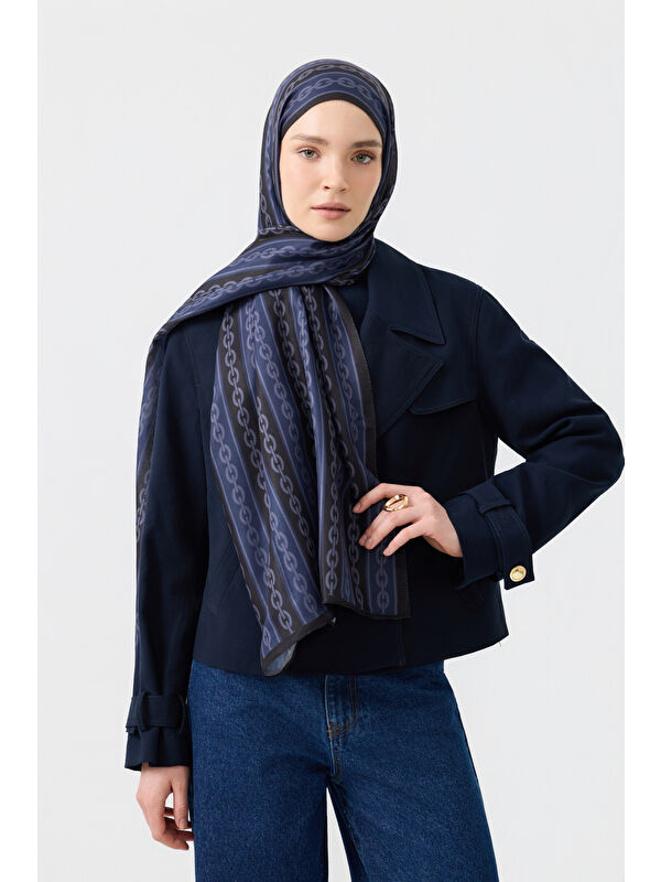 QEF Pamuk Twill Şal Chain Lacivert