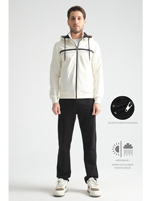 Shooter Sportswear Ekru Premium Dik Yaka  Rahat Form Klasik Paça Erkek Eşofman Takımı