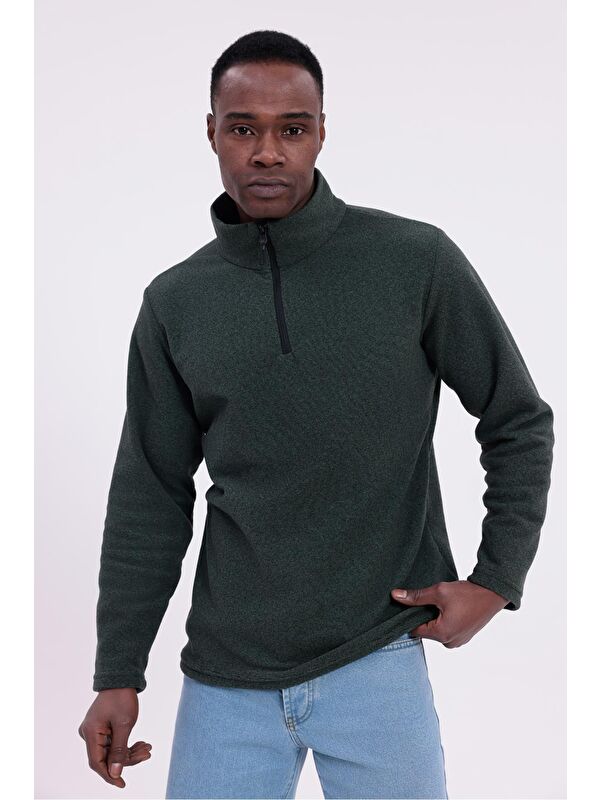 Freemen Erkek Fit Dik Yaka Yarım Fermuarlı Sweatshirt Polar