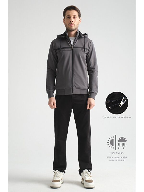 Shooter Sportswear Füme Premium Dik Yaka  Rahat Form Klasik Paça Erkek Eşofman Takımı