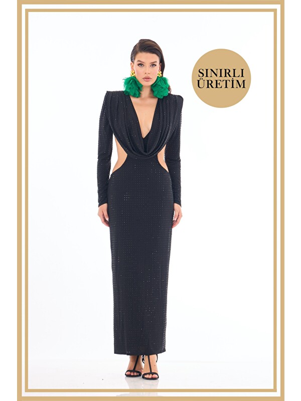 CARMEN Limited Edition | Valeria Siyah Uzun Elbise