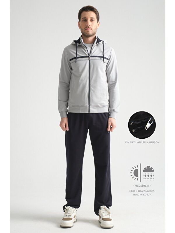 Shooter Sportswear Gri Premium Dik Yaka  Rahat Form Klasik Paça Erkek Eşofman Takımı