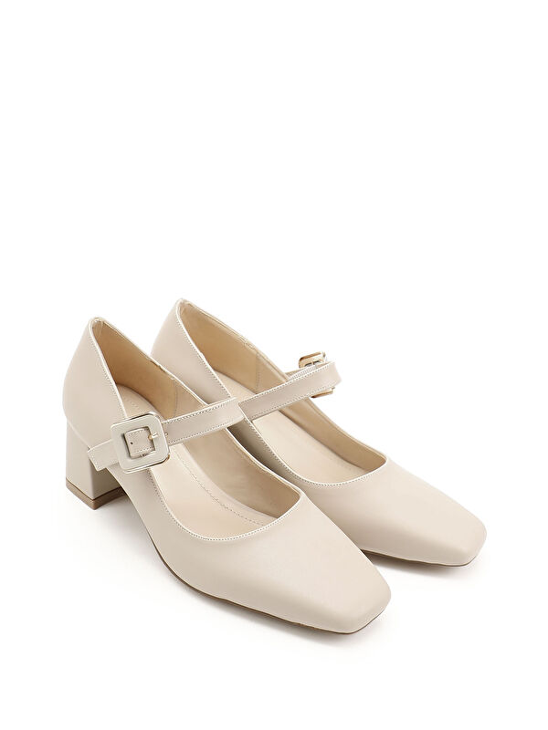 Kadın TEN Küt Burun Kare Ökçe Ayakkabı - Görsel 3