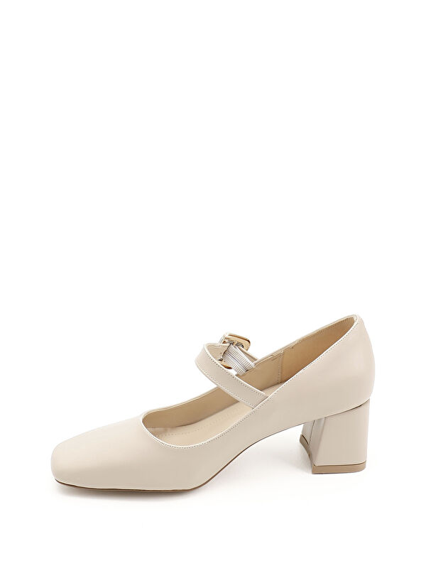 Kadın TEN Küt Burun Kare Ökçe Ayakkabı - Görsel 4