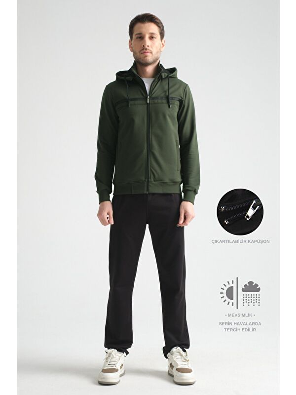 Shooter Sportswear Haki Premium Dik Yaka  Rahat Form Klasik Paça Erkek Eşofman Takımı