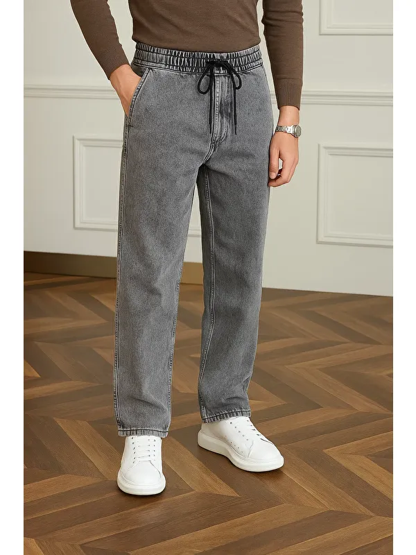 Comstar Erkek Trend Günlük Bol Paça Baggy Gri Pantolon