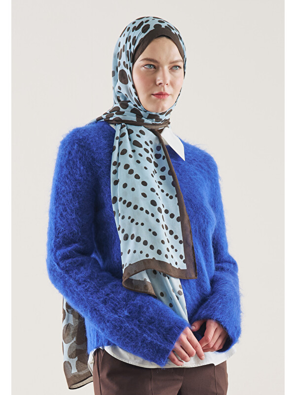 Fresh Scarfs Polka Dots Desen Rami Şal Açık Mavi